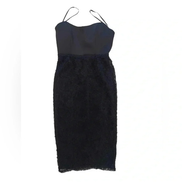 💥HOST PICKx2💥 ASOS Design Scuba Bandeau Black Floral Lace Midi Dress Size 6 - Picture 8 of 15